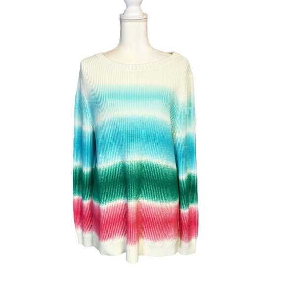 Talbots Petite Women's Crewneck Long Sleeve Tie Dye Pullover Knit Sweater Sz XLp - Picture 1 of 9